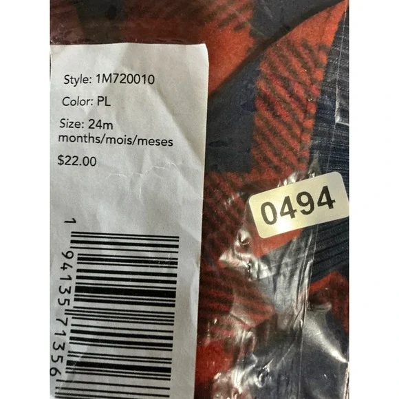 Carters Baby Boys Red Blue Buffalo Plaid Fleece Hooded Jumpsuit 24M 1M720010 - Picture 8 of 8